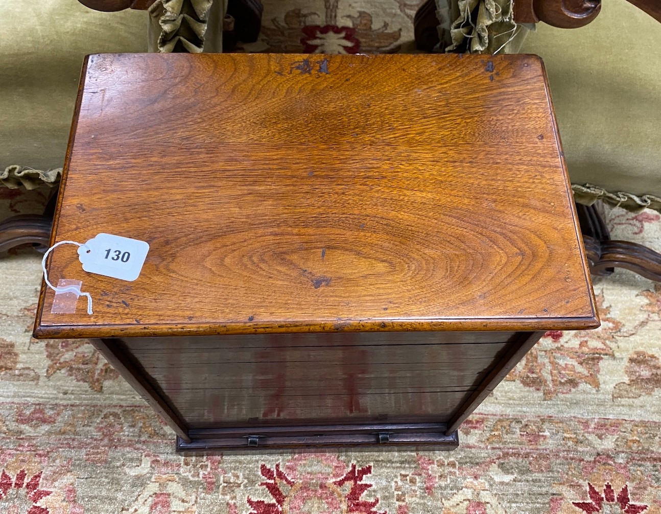 A late Victorian mahogany table top tambour cabinet, width 47cm, depth 29cm, height 62cm